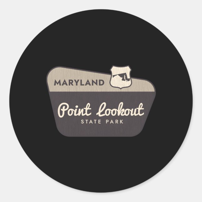Point Lookout State Park Maryland Welcome Sign Vac Classic Round Sticker (Front)