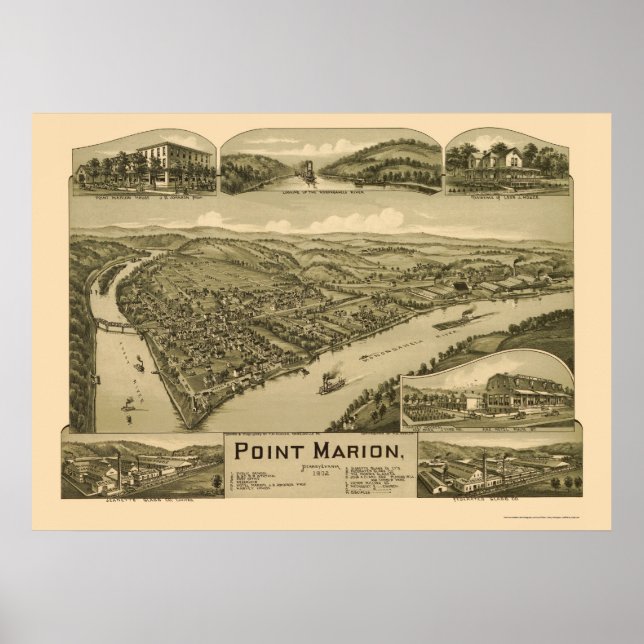 Point Marion, PA Panoramic Map - 1902 Poster (Front)