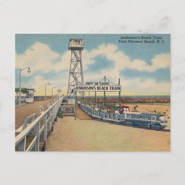 Point Pleasant NJ Beach Train, Vintage Postcard (Front)