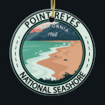 Point Reyes National Seashore California Ceramic Tree Decoration<br><div class="desc">Point Reyes National Seashore illustration in a badge style circle.</div>