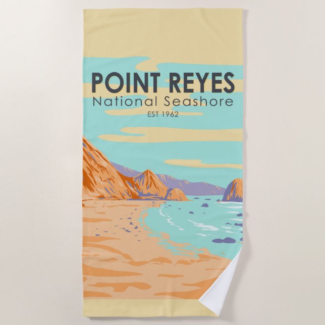 Point Reyes National Seashore Vintage Beach Towel (Front)