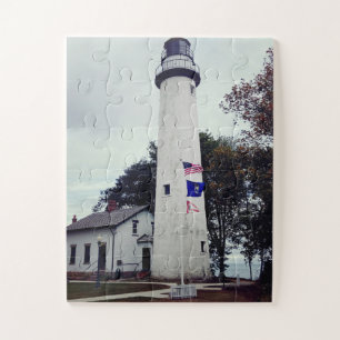 Pointe Aux Barques Lighthouse in Michigan Jigsaw Puzzle