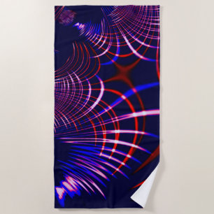 Pointed curves from blue to red and white. Lilac? Beach Towel