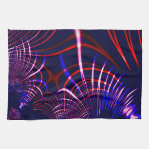 Pointed curves from blue to red and white. Lilac? Tea Towel