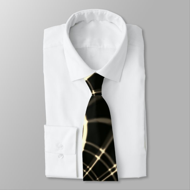 Pointed curves in khaki colour and dark background tie (Tied)