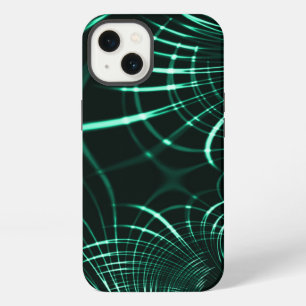 Pointed curves in mix of jungle green and neo mint iPhone 13 case