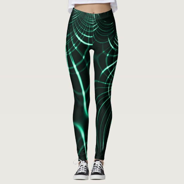 Pointed curves in mix of jungle green and neo mint leggings (Front)