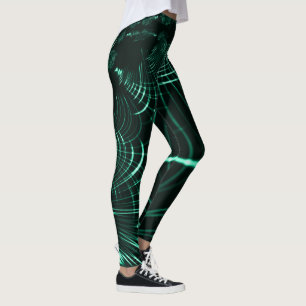 Pointed curves in mix of jungle green and neo mint leggings