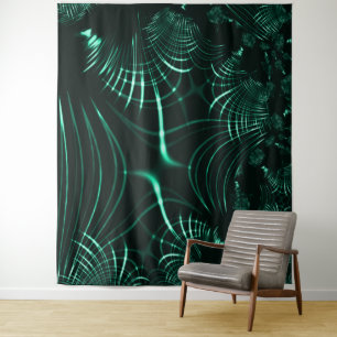 Pointed curves in mix of jungle green and neo mint tapestry