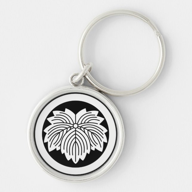 Pointed-leaf ivy in circle key ring (Front)