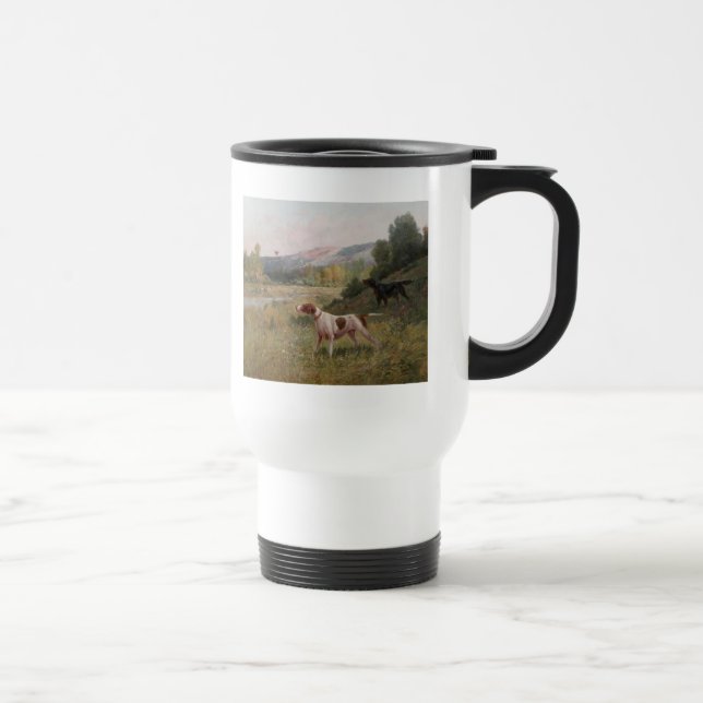 Pointer and Gordon Setter White Travel Mug (Right)