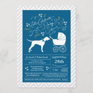 Pointer Dog Baby Shower Boy Blue Invitation