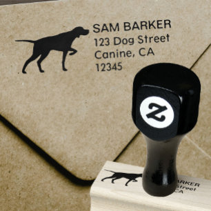 Pointer Dog Breed Silhouette Return Address Rubber Stamp