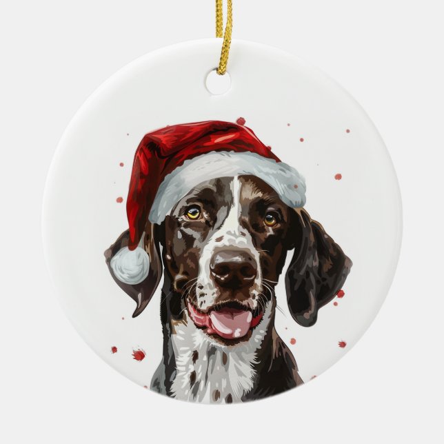 Pointer Dog Christmas Personalized Ceramic Tree Decoration (Front)