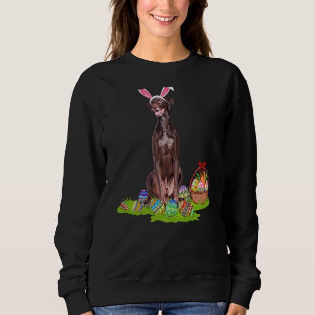 Pointer Dog Easter Egg Hunting Bunny Pointer Dog E Sweatshirt (Front)