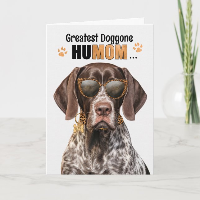 Pointer Dog Greatest HuMOM Mother's Day Holiday Card (Front)