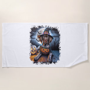 Pointer Dog Halloween Square Beach Towel