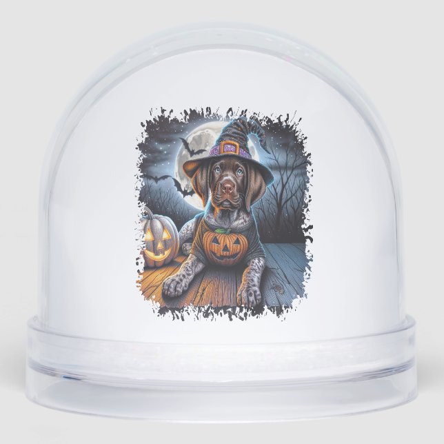 Pointer Dog Halloween Square Snowglobe (Front)