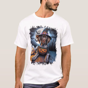 Pointer Dog Halloween Square T-Shirt