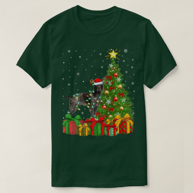 Pointer Dog Lighting Xmas Tree Santa Pointer Dog C T-Shirt (Design Front)
