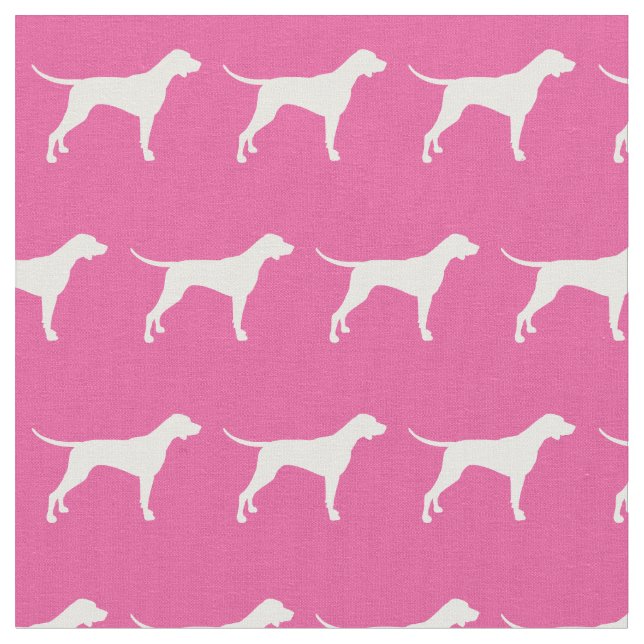 Pointer Dog Silhouette Pet Pink Fabric (Close Up)