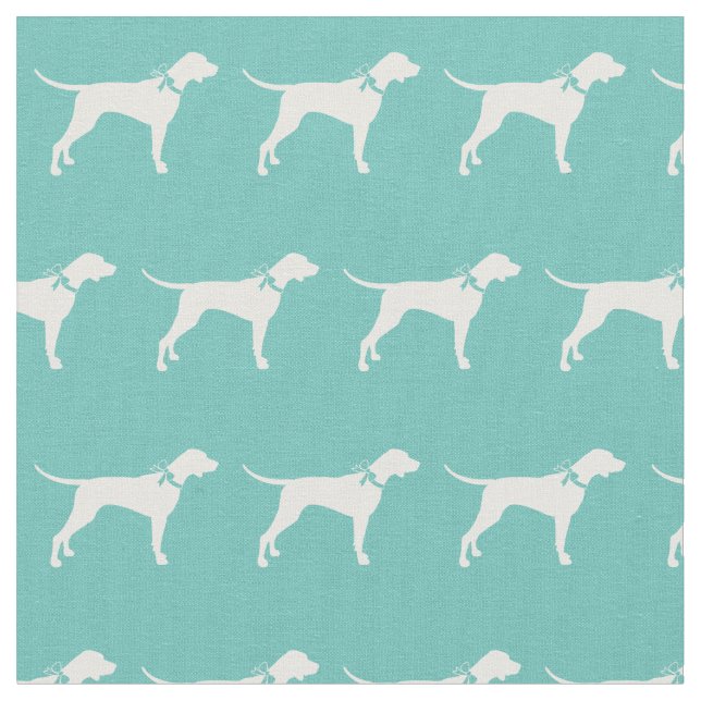Pointer Dog Silhouette Pet Teal Fabric (Close Up)