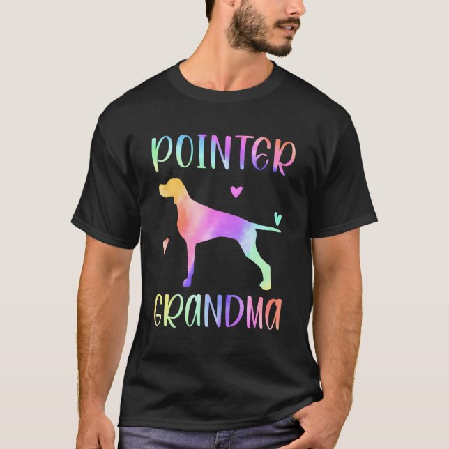 Pointer Grandma Pointer Dog Nana Rainbow Watercolo T-Shirt (Front)