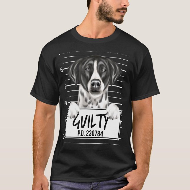 Pointer Mugshot Guilty Dog T-Shirt (Front)