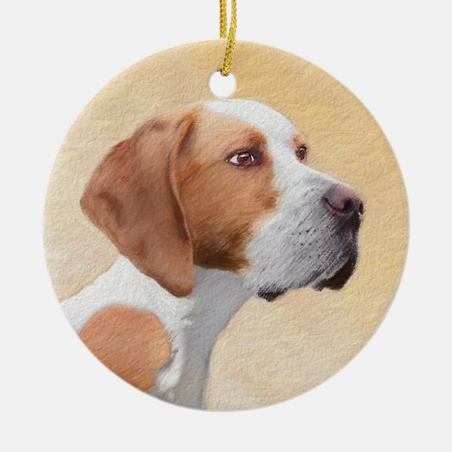Pointer Painting - Cute Original Dog Art Ceramic Tree Decoration (Front)