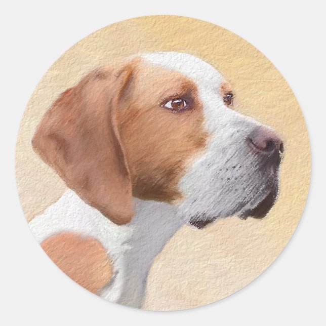 Pointer Painting - Cute Original Dog Art Classic Round Sticker (Front)