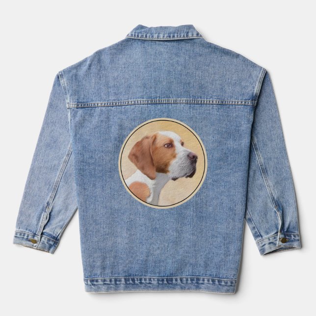 Pointer Painting - Cute Original Dog Art Denim Jacket (Back)