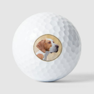 Pointer Painting - Cute Original Dog Art Golf Balls
