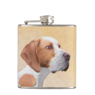 Pointer Painting - Cute Original Dog Art Hip Flask