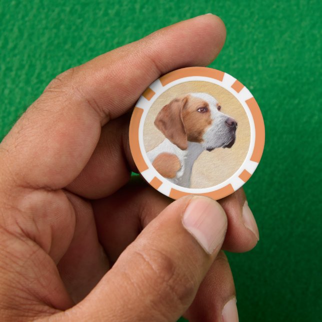 Pointer Painting - Cute Original Dog Art Poker Chips (Hand)