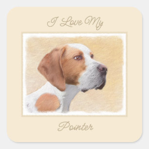 Pointer Painting - Cute Original Dog Art Square St Sticker