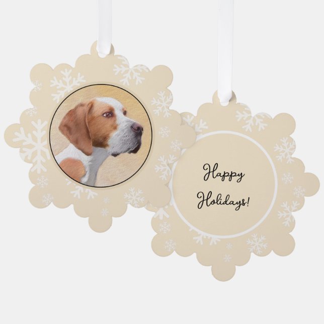 Pointer Painting - Cute Original Dog Art Tree Decoration Card (Front/Back)