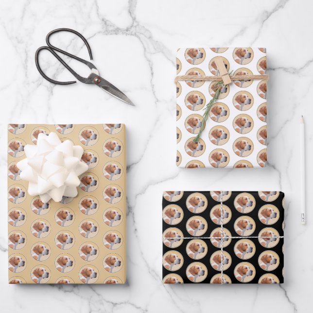 Pointer Painting - Cute Original Dog Art Wrapping Paper Sheet (Front)