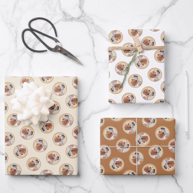 Pointer Painting English Cute Original Pet Dog Art Wrapping Paper Sheet (Front)