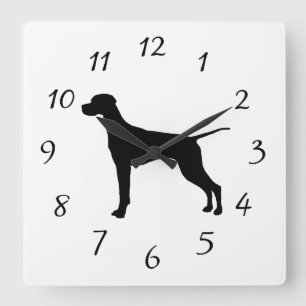 Pointer Silhouette Love Dogs Square Wall Clock