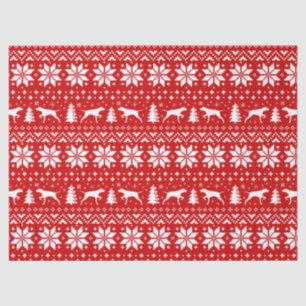 Pointer Silhouettes Christmas Pattern Red Tissue Paper