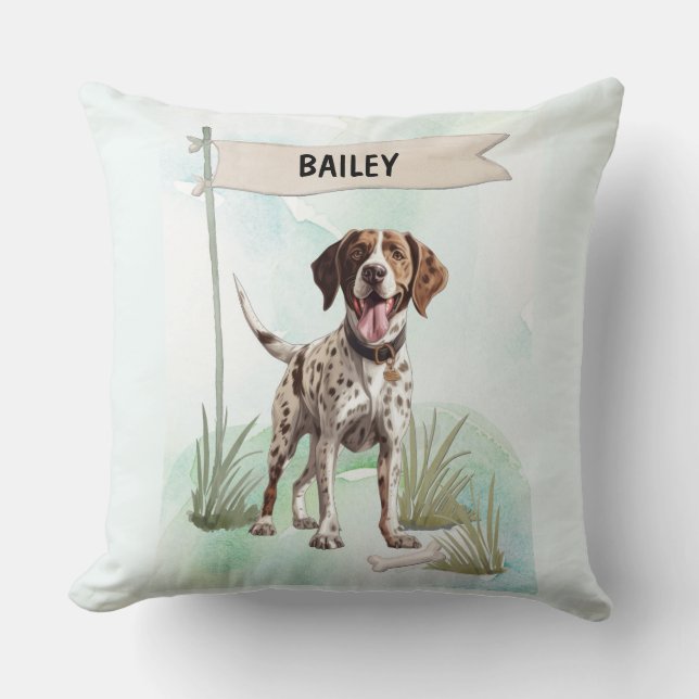 Pointer Watercolor Personalised Dog Cushion (Front)