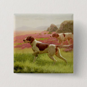 Pointers in a Landscape, 19th century 15 Cm Square Badge