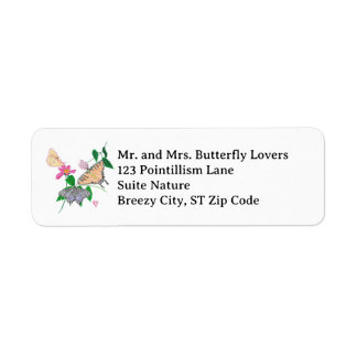 Pointillism Butterflies Address Labels