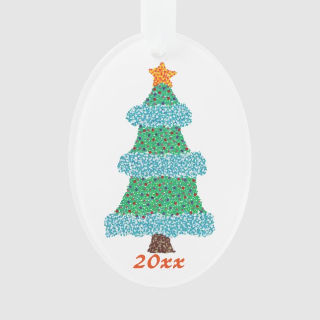 Pointillism Christmas Tree Year 20xx Ornaments (Front)
