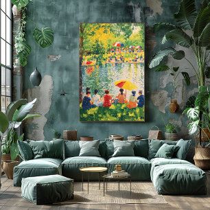 Pointillism Park Scene with Vibrant Summer Colours Poster