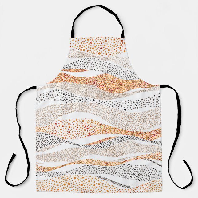 Pointillism Wavy Polka: Cute Doodle Textile Apron (Front)