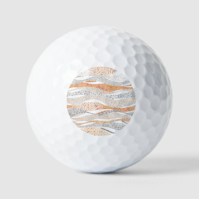 Pointillism Wavy Polka: Cute Doodle Textile Golf Balls (Front)