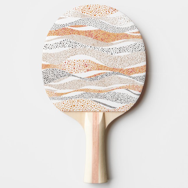Pointillism Wavy Polka: Cute Doodle Textile Ping Pong Paddle (Front)
