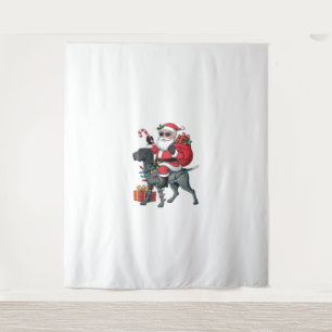 Pointing Dog Lover Funny Santa Riding Pointing Dog Tapestry