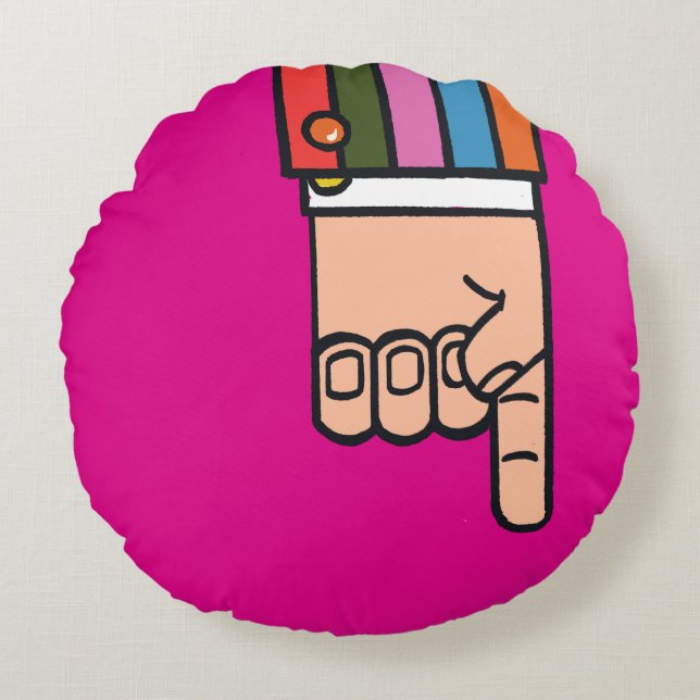 Pointing Finger Colourful Round Cushion (Front)